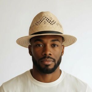 Lauren Ralph Lauren Unisex Tan Straw Fedora Hat